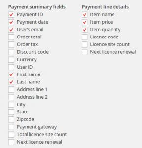 Export field list